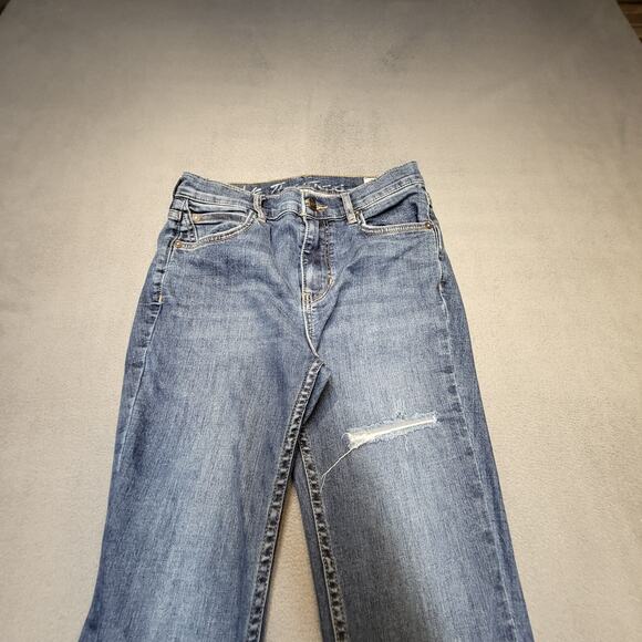 We the Free People Jeans Womens 26 Blue Straight Leg Distressed Denim Stretch - Picture 2 of 11